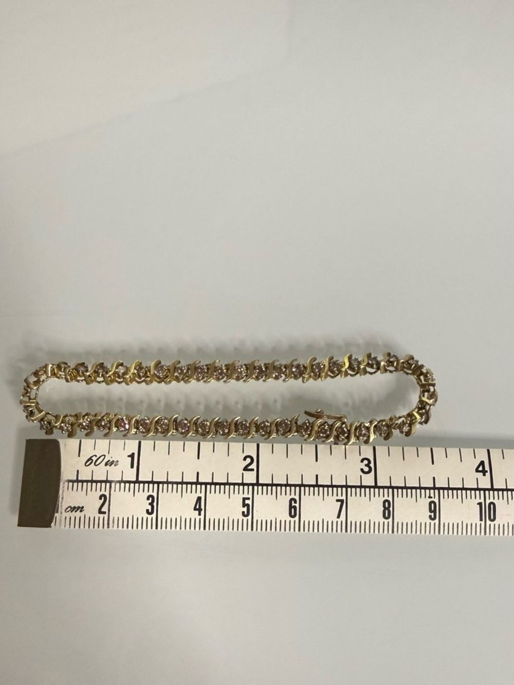Women’s Vintage 10K Yellow Gold Diamond S Link Tennis Bracelet 7.5” ~9g - Picture 3 of 11